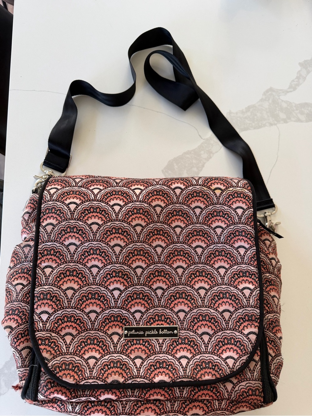 Petunia Pickle Bottom Pink Patterned diaper bag